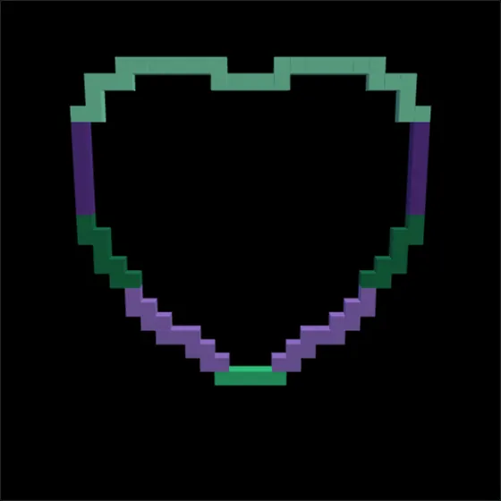 A heart outline in voxels