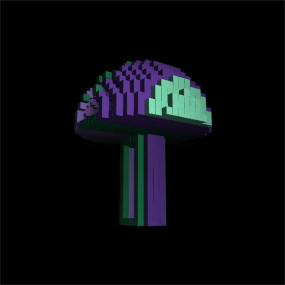 A voxel mushroom built from one equation