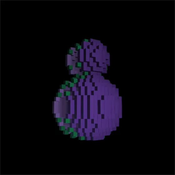 Two stacked voxel balls: a snowman