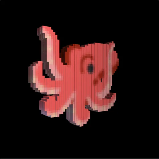 An octopus emoji built from voxel blocks