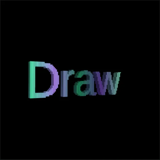 The word Draw in Georgia, coloured with a gradient from green to violet