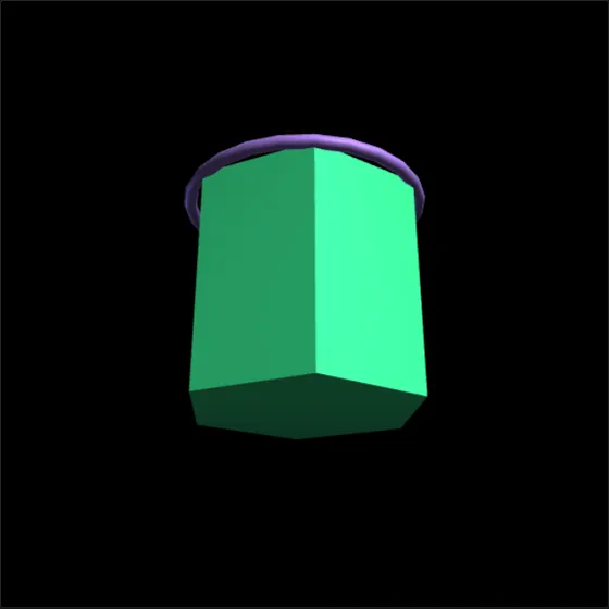 A green hexagonal prism